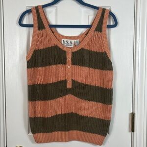 L.S.A. Classics peach and green knit tank top size large. 55% ramie, 45% cotton.